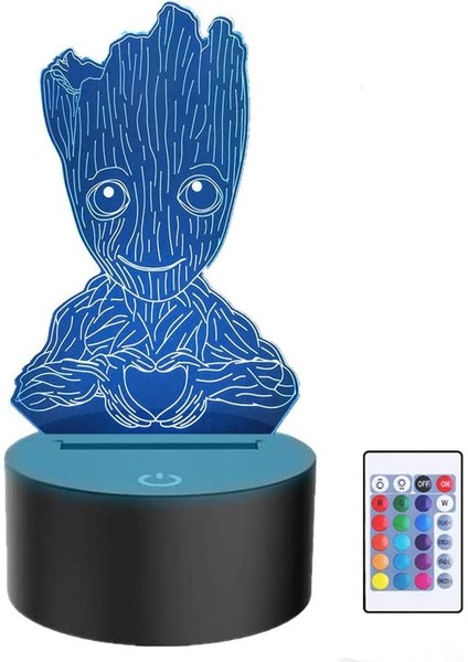 Groot 3D Gece Lambası, Çocuklar 7 Renk Dokunma Dekor Ebeveyn (Yurt Dışından)