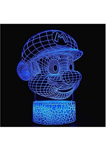 3D Gece Işığı 7 Renk Kademeli Değişen Dokunmatik Swit Çatlak Stili (Yurt Dışından)