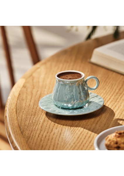 Teşvikiye 6 Kişilik Porselen Kahve Fincan Takımı Turkuaz 90 Ml fiyatları