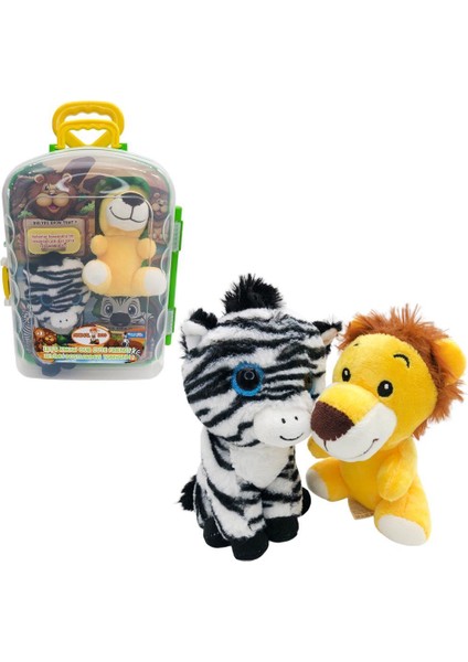 2'li Peluş Bavulda CESE-10040 Aslan & Zebra