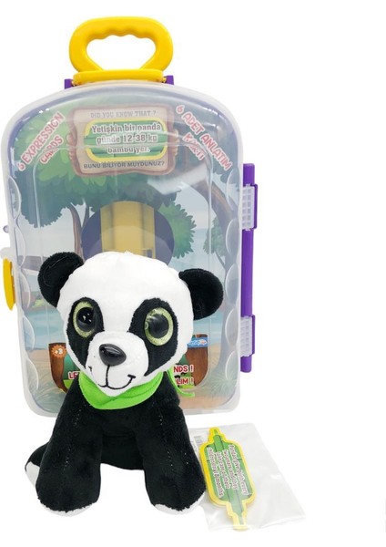 Peluş Hayvan Bavulda CESE-10044 Yeşil Fularlı Panda