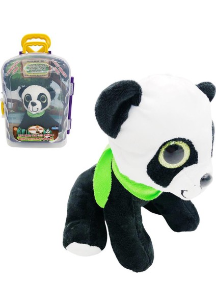 Peluş Hayvan Bavulda CESE-10044 Yeşil Fularlı Panda