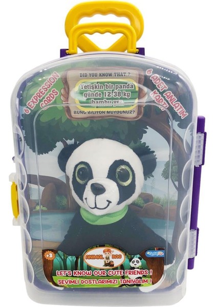 Peluş Hayvan Bavulda CESE-10044 Yeşil Fularlı Panda
