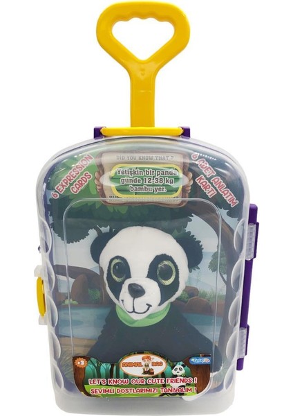 Peluş Hayvan Bavulda CESE-10044 Yeşil Fularlı Panda