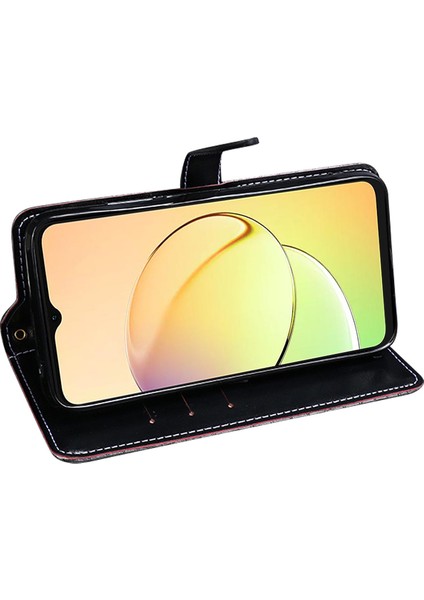 Realme C33 2023 4g / C33 4g Stand Timsah Doku Deri Deri Telefon Kapağı Cüzdan Telefon Kılıfı (Yurt Dışından) indirimleri