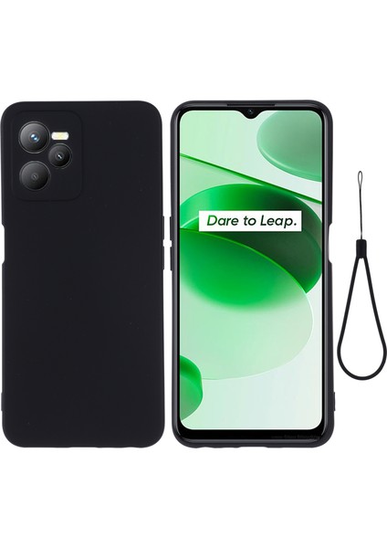 Realme C35 4g / Narzo 50A Prime Drop Koruma Telefon Kapağı Sıvı Silikon Yumuşak Astar Telefon Kılıfı Kayış (Yurt Dışından)