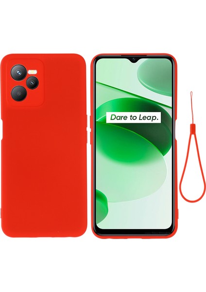 Realme C35 4g / Narzo 50A Prime Drop Koruma Telefon Kapağı Sıvı Silikon Yumuşak Astar Telefon Kılıfı Kayış (Yurt Dışından)