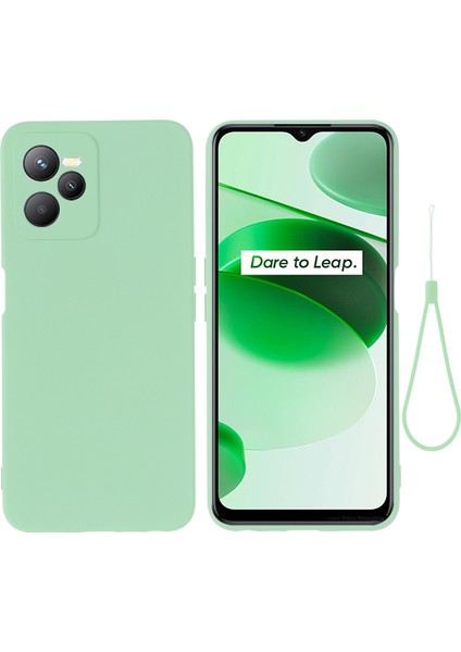 Realme C35 4g / Narzo 50A Prime Drop Koruma Telefon Kapağı Sıvı Silikon Yumuşak Astar Telefon Kılıfı Kayış (Yurt Dışından)