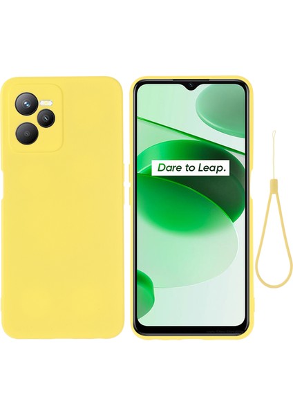 Realme C35 4g / Narzo 50A Prime Drop Koruma Telefon Kapağı Sıvı Silikon Yumuşak Astar Telefon Kılıfı Kayış (Yurt Dışından)