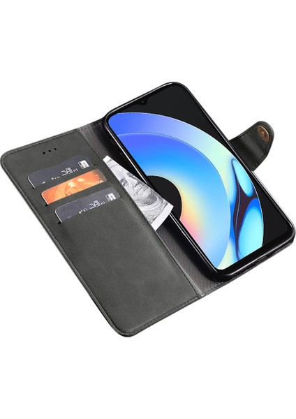 Realme C33 2023 4g / C33 4g Çizgi Anti-Çizelge Telefon Kılıfı Pu Deri Cüzdan Akıllı Telefon Stand Telefon Kapağı (Yurt Dışından)