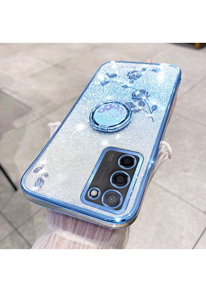 Oppo A55 5g Gradyan Glitter Çiçek Desen Telefon Kapağı Ring Kickstand Tpu Kılıfı (Yurt Dışından) modelleri