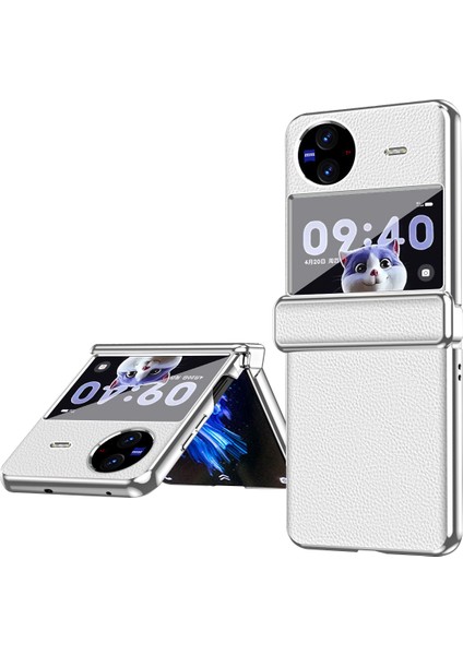 Elektrokaplama Telefon Kılıfı Vivo x Flip, Litchi Doku Pu Deri Kaplamalı Pc Katlanır Telefon Kapağı (Yurt Dışından)