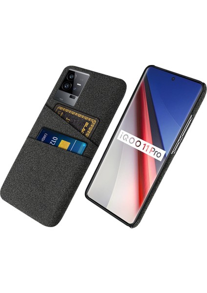 Vivo Iqoo 11 Pro 5g Kumaş Doku Telefon Kılıfı Çift Kart Yuvaları Tutucu Sert Pc Telefon Kapağı (Yurt Dışından)