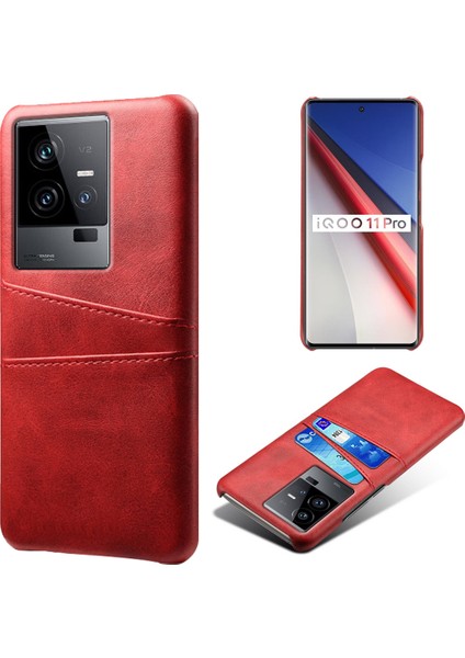 Vivo Iqoo 11 Pro 5g Telefon Kapağı Çift Kart Yuvaları Pu Deri Kaplamalı Pc Arka Kapak (Yurt Dışından)