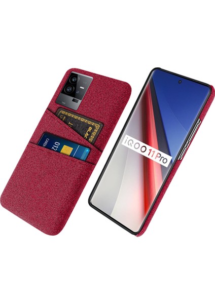 Vivo Iqoo 11 Pro 5g Kumaş Doku Telefon Kılıfı Çift Kart Yuvaları Tutucu Sert Pc Telefon Kapağı (Yurt Dışından)