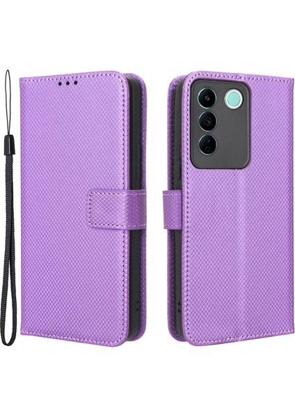 Vivo V27E 5g / S16E 5g Koruyucu Telefon Kılıfı Elmas Doku Cüzdan Stand Telefon Deri Kapağı (Yurt Dışından)