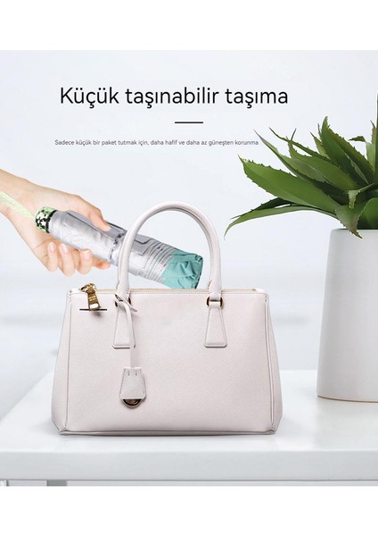 Gümüş Plastik Güneşli ve Yağmurlu Çift Kullanımlı Mini Katlanır Şemsiye (Yurt Dışından)