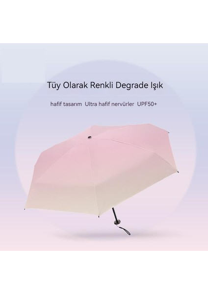 Kadın Şemsiyesi Katlanır Şemsiye Vinil Güneş Koruyucu Şemsiye Mini Güneşli Şemsiye (Yurt Dışından)