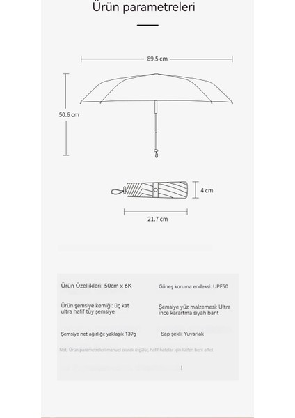 Kadın Şemsiyesi Katlanır Şemsiye Vinil Güneş Koruyucu Şemsiye Mini Güneşli Şemsiye (Yurt Dışından)