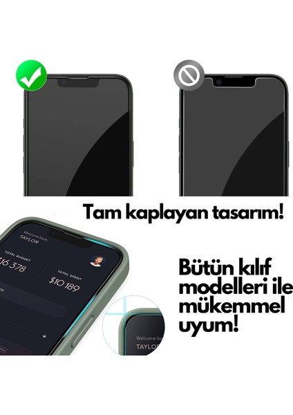 iPhone 13 Uyumlu Anti Statik Tam Kaplayan Temperli Ekran Koruyucu Kırılmaz Cam Toza Dayanıklı