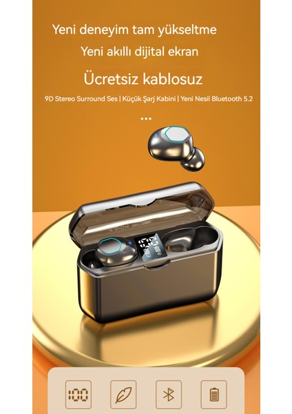 Dijital Ekran Yüksek Değerli Kablosuz Bluetooth Kulaklık Kulak Içi Kulaklık Spor Oyun Oyunu Mini Kulaklık (Yurt Dışından)