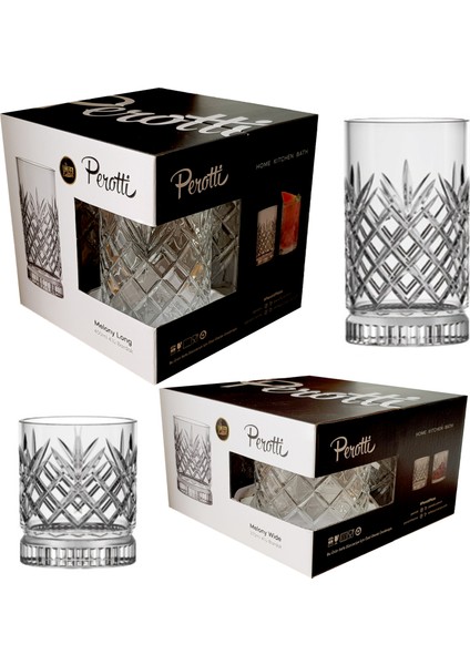Melony 4 Adet Büyük 4 Adet Küçük Kristal Cam Bardak Takımı
