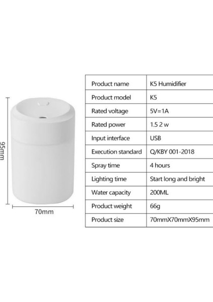 200 ml Ulrasonik Hava Nemlendirici Buhar Makinesi ve Aroma Difüzörü