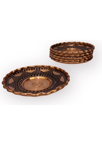 Salkım Desenli Çirtlikli Bakır Çay Tabağı fiyatları