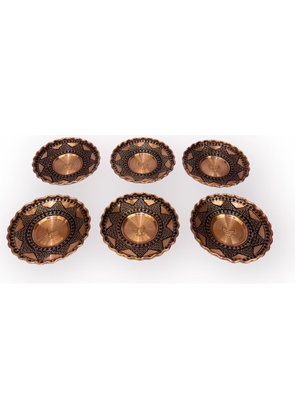 Salkım Desenli Çirtlikli Bakır Çay Tabağı modelleri