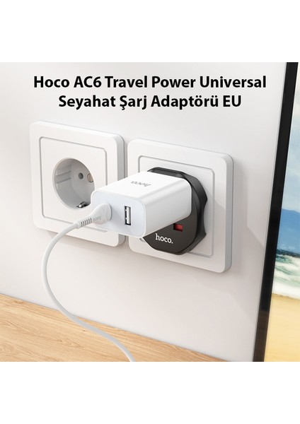 Ac6 Travel Power Universal Seyahat Şarj Adaptörü Eu