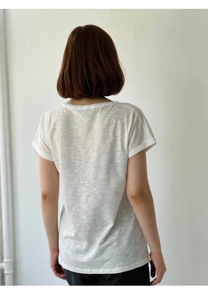 Basic Kadın Pamuklu Tişört Kadın Beyaz fiyatları
