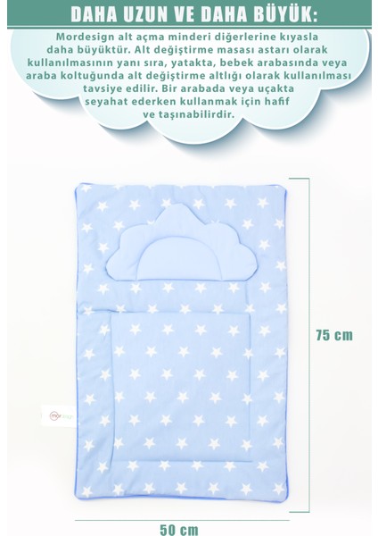 Bebek Alt Açma Minderi, Yıkanabilir, Elyaf Dolgulu Alt Değiştirme Pedi, Yıldız Serisi modelleri