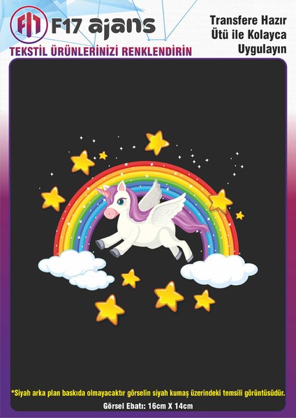 Ütü ile Yapışan Tekstil Dtf Transfer Baskı Unicorn