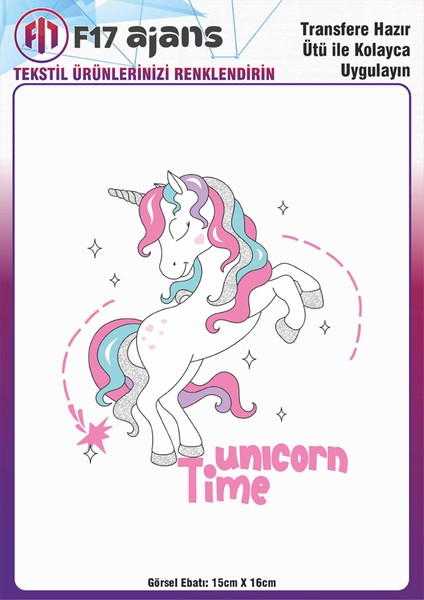 Ütü ile Yapışan Tekstil Dtf Transfer Baskı Unicorn