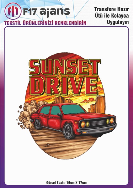 Ütü ile Yapışan Tekstil Dtf Transfer Baskı Sunset Drive