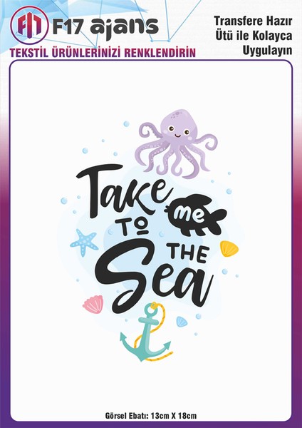 Ütü ile Yapışan Tekstil Dtf Transfer Baskı Take Me To The Sea