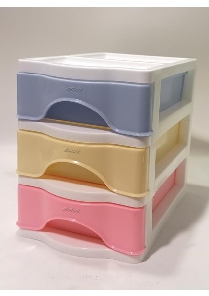 3 Çekmeceli Renkli Mini Komidin 21X15 H:20 Plastik Ivır Zıvır Dikiş Nakış Enfiye Kutusu Avandanlık