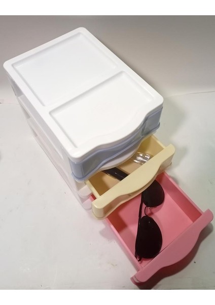 3 Çekmeceli Renkli Mini Komidin 21X15 H:20 Plastik Ivır Zıvır Dikiş Nakış Enfiye Kutusu Avandanlık modelleri