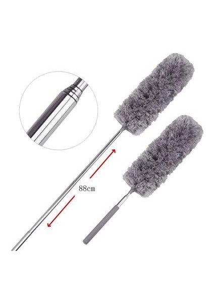 140 cm Teleskopik Uzatılabilir Mikrofiber Yumuşak Başlıklı Gri Toz Alma Fırçası Toz Püskülü indirimleri