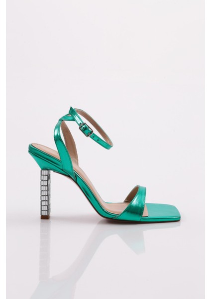 9011 Kadin Bilekten Bağlama Tek Şerit Topuklu Ayakkabi