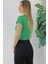 Ön Büzgülü Crop Bluz Yeşil 5