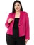 Büyük Beden Şal Yaka Astarsız Kısa Saten Fuşya Ceket 1