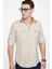 Slim Fit Uzun Kol Çift Cep Pamuk Keten Spor Yaka Erkek Gömlek 2