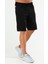 Siyah Regular Fit Örgü Desen Micro Fermuarlı Cep Erkek Şort - XE0213 3