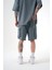 Oversize Kargo Cepli Basic Şort Füme 2