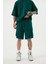 Oversize Kargo Cepli Basic Şort Koyu Yeşil 2