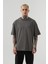 Oversize Basic Süprem Pamuklu T-Shirt Duman 1