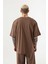 Oversize Basic Süprem Pamuklu T-Shirt Kahve 2