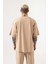 Oversize Basic Süprem Pamuklu T-Shirt Bej 2
