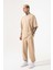 Oversize Basic Süprem Pamuklu T-Shirt Bej 4